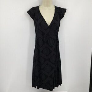 Fresh Produce faux wrap black USA short sleeve dress print XS X-Small